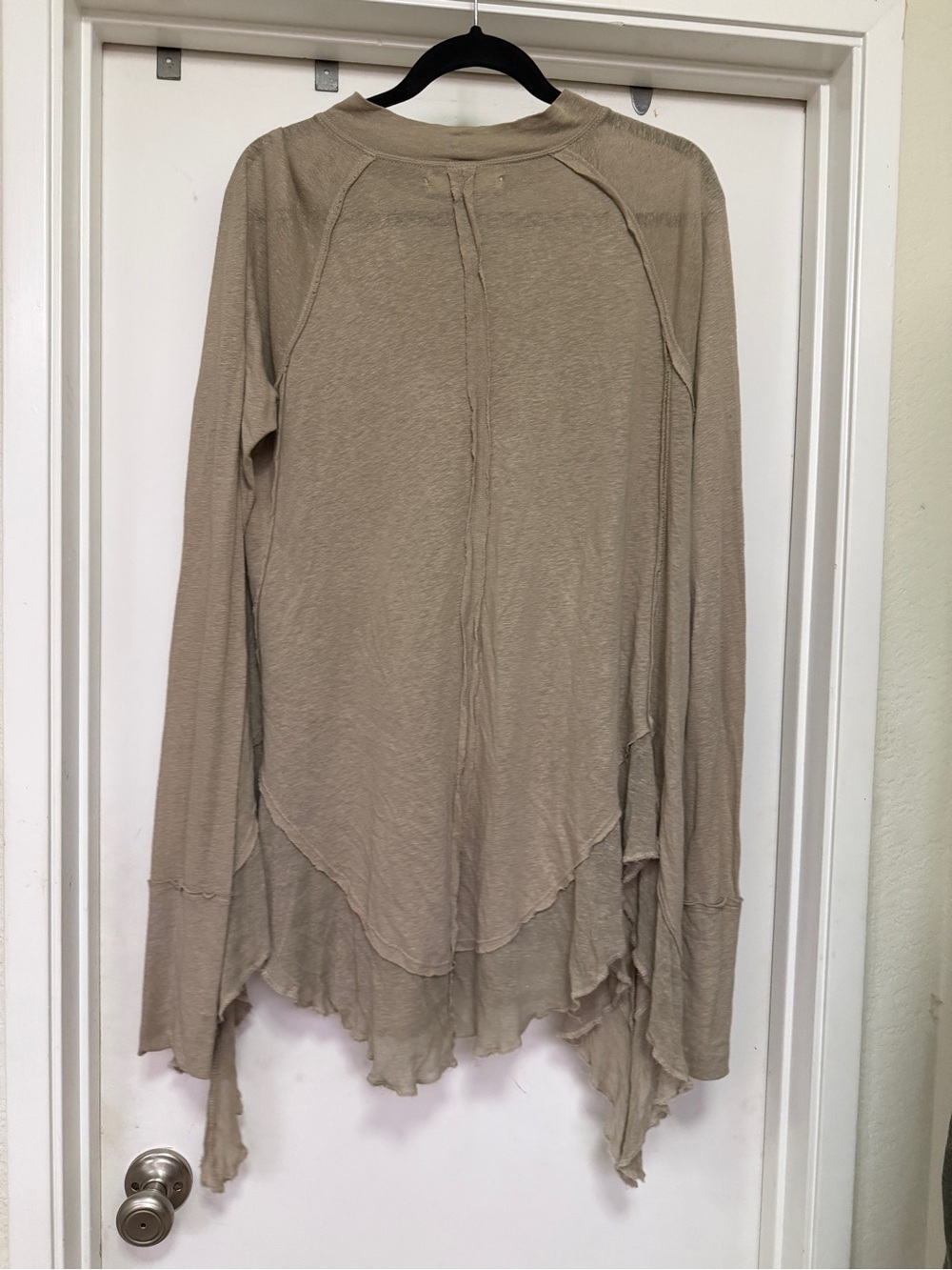 We The Free Starlight Ruffle linen blend long sleeve top - size s - tan/beige - Picture 6 of 10